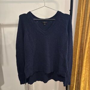 J. Crew Blue V-Neck Sweater with Ribbed Texture